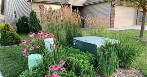 how to conceal electrical boxes on landscaping|hiding utility boxes in garden.